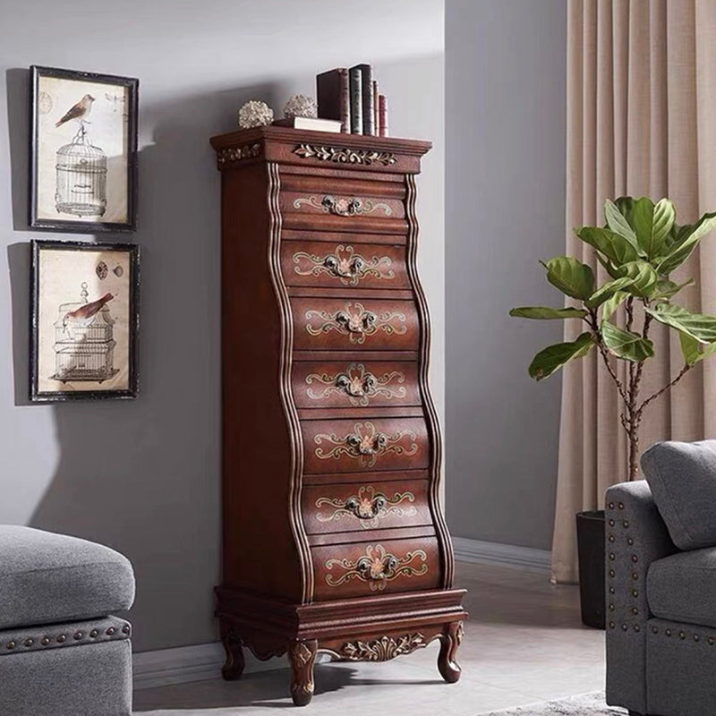 Traditional Storage Chest Solid Wood Dresser with 7 Drawers , 16.5 Inch Width