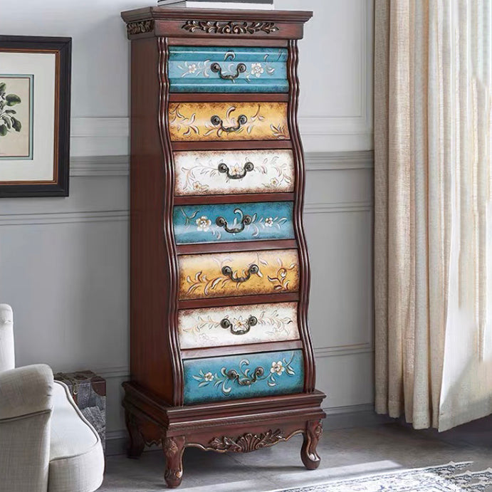 Traditional Storage Chest Solid Wood Dresser with 7 Drawers , 16.5 Inch Width