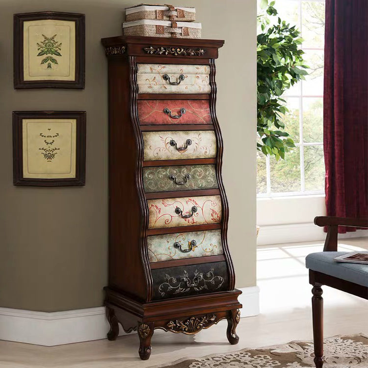 Traditional Storage Chest Solid Wood Dresser with 7 Drawers , 16.5 Inch Width