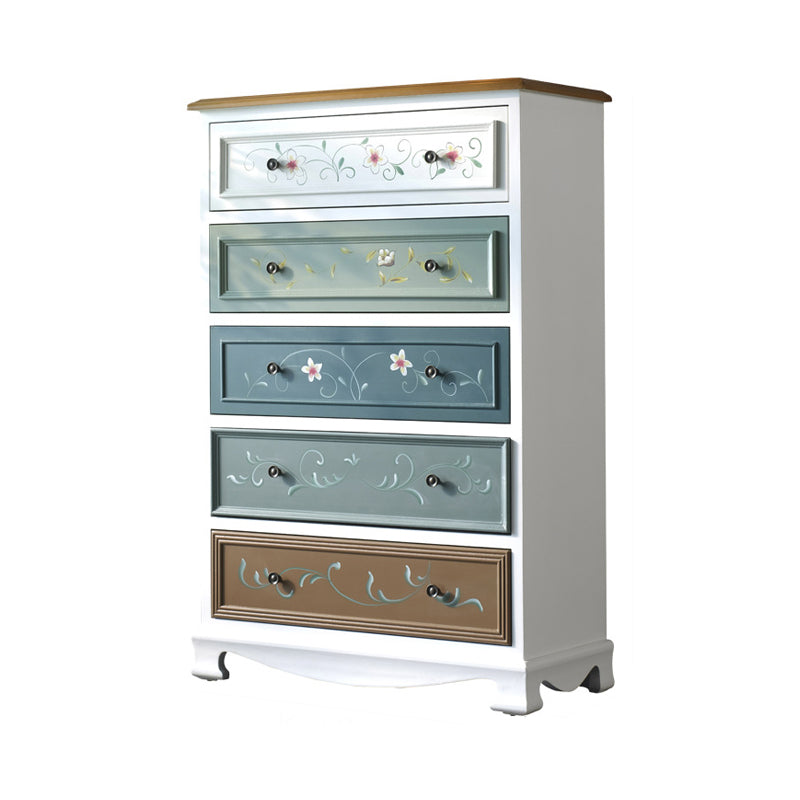 Nautical Vertical Lingerie Chest Wood Storage Chest Dresser for Bedroom