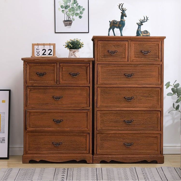 Coastal Storage Chest Solid Wood Dresser with 6/5 Drawers , 11.7 Inch W