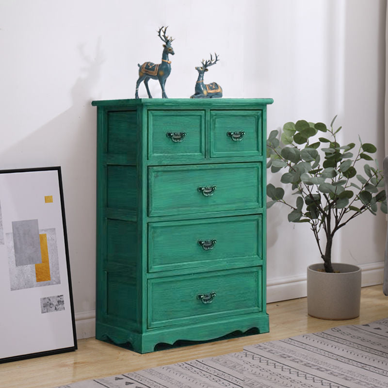 Coastal Storage Chest Solid Wood Dresser with 6/5 Drawers , 11.7 Inch W