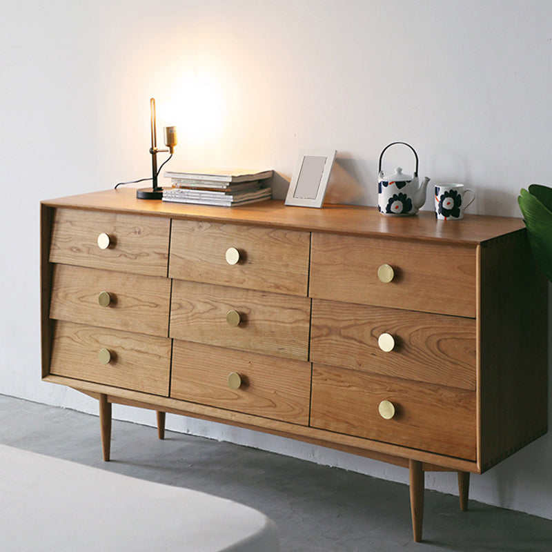 Modern Horizontal Double Dresser Solid Wood Storage Chest for Bedroom