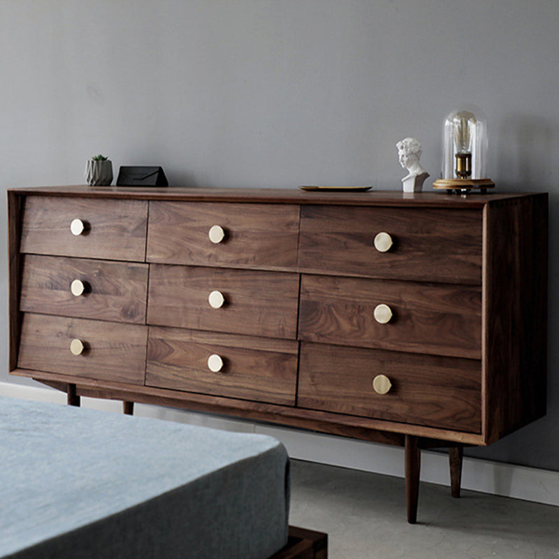 Modern Horizontal Double Dresser Solid Wood Storage Chest for Bedroom