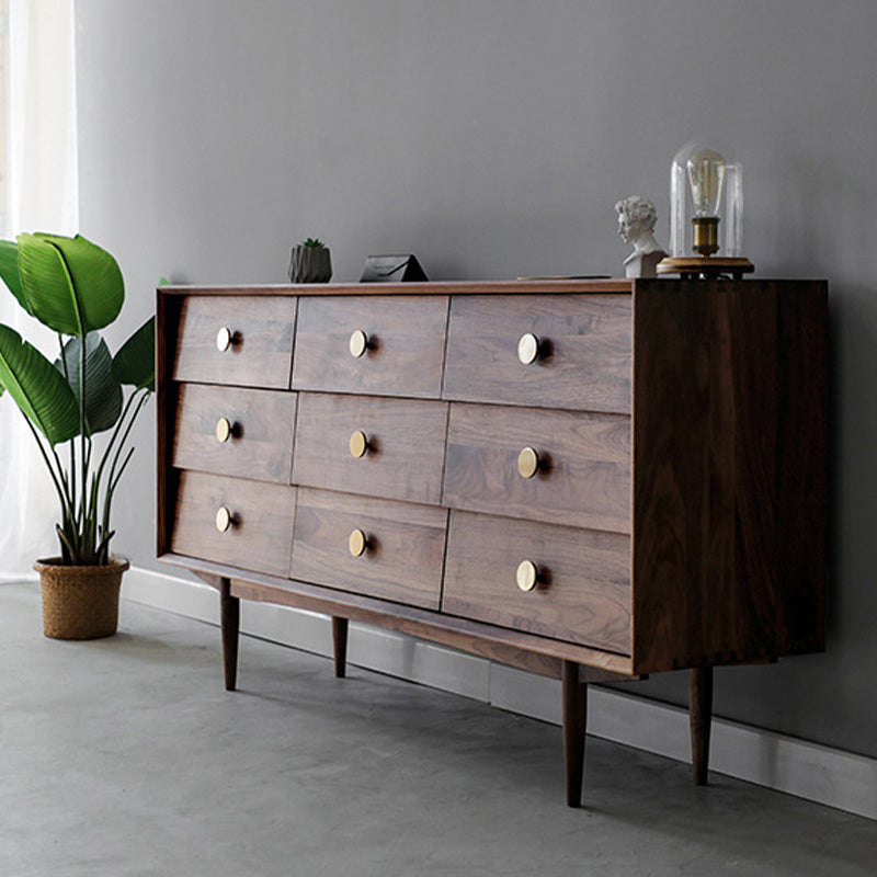 Modern Horizontal Double Dresser Solid Wood Storage Chest for Bedroom