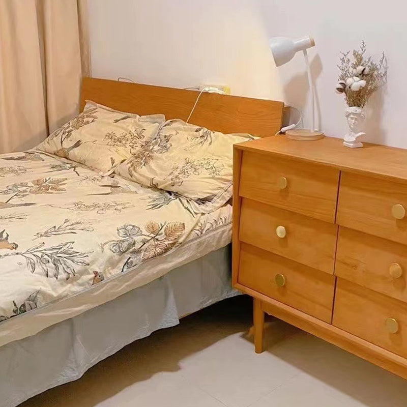 Modern Horizontal Double Dresser Solid Wood Storage Chest for Bedroom