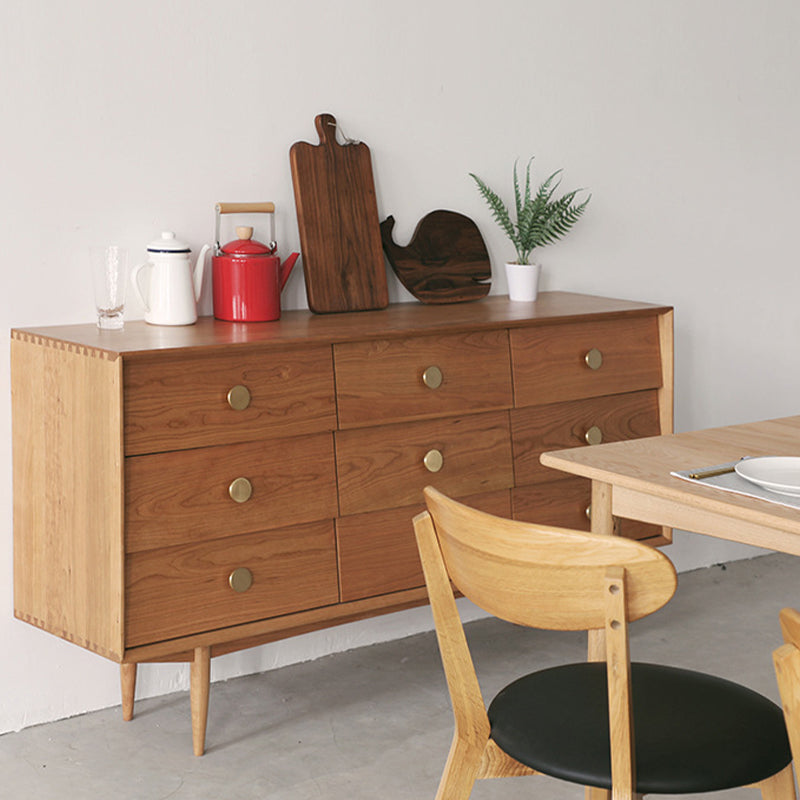 Modern Horizontal Double Dresser Solid Wood Storage Chest for Bedroom