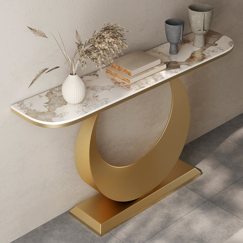 Modern Console Table Stone Half Moon End Table , 11.81-inch Wide