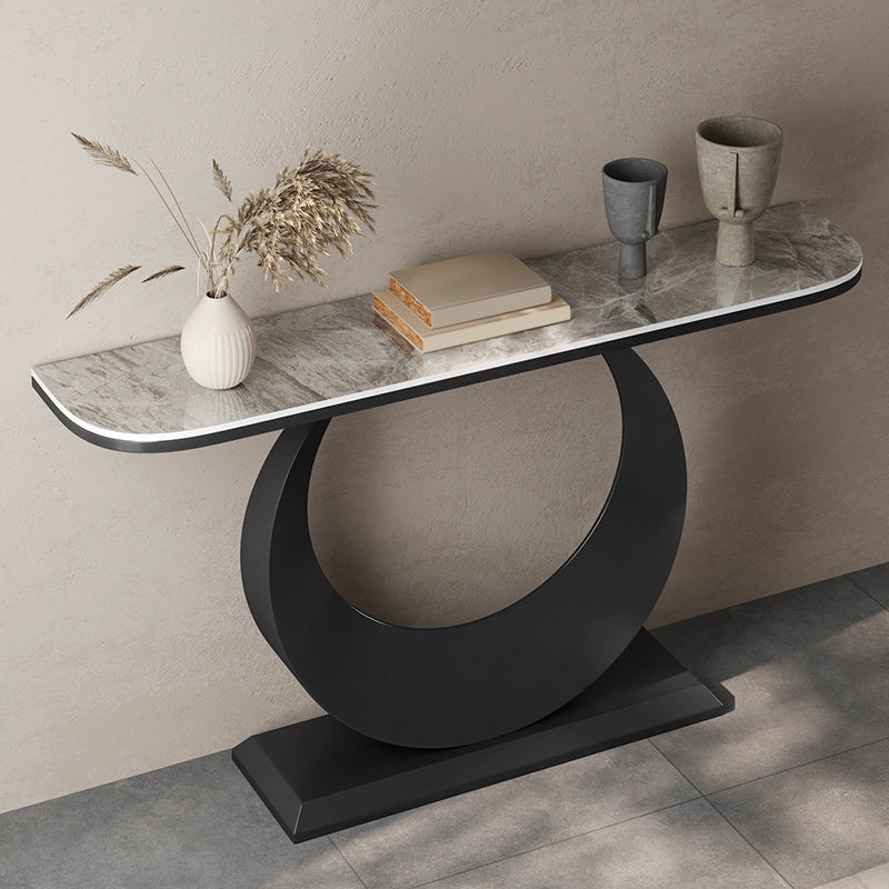 Modern Console Table Stone Half Moon End Table , 11.81-inch Wide