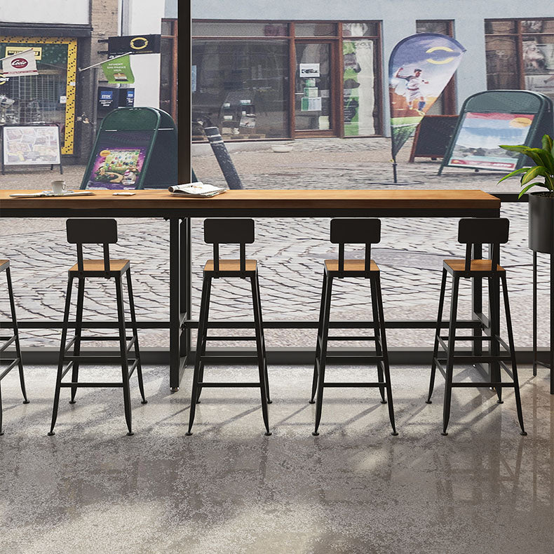 Solid Wood Bar Table Set 1/7 Pcs Industrial Metal Frame Bar Table and Stools