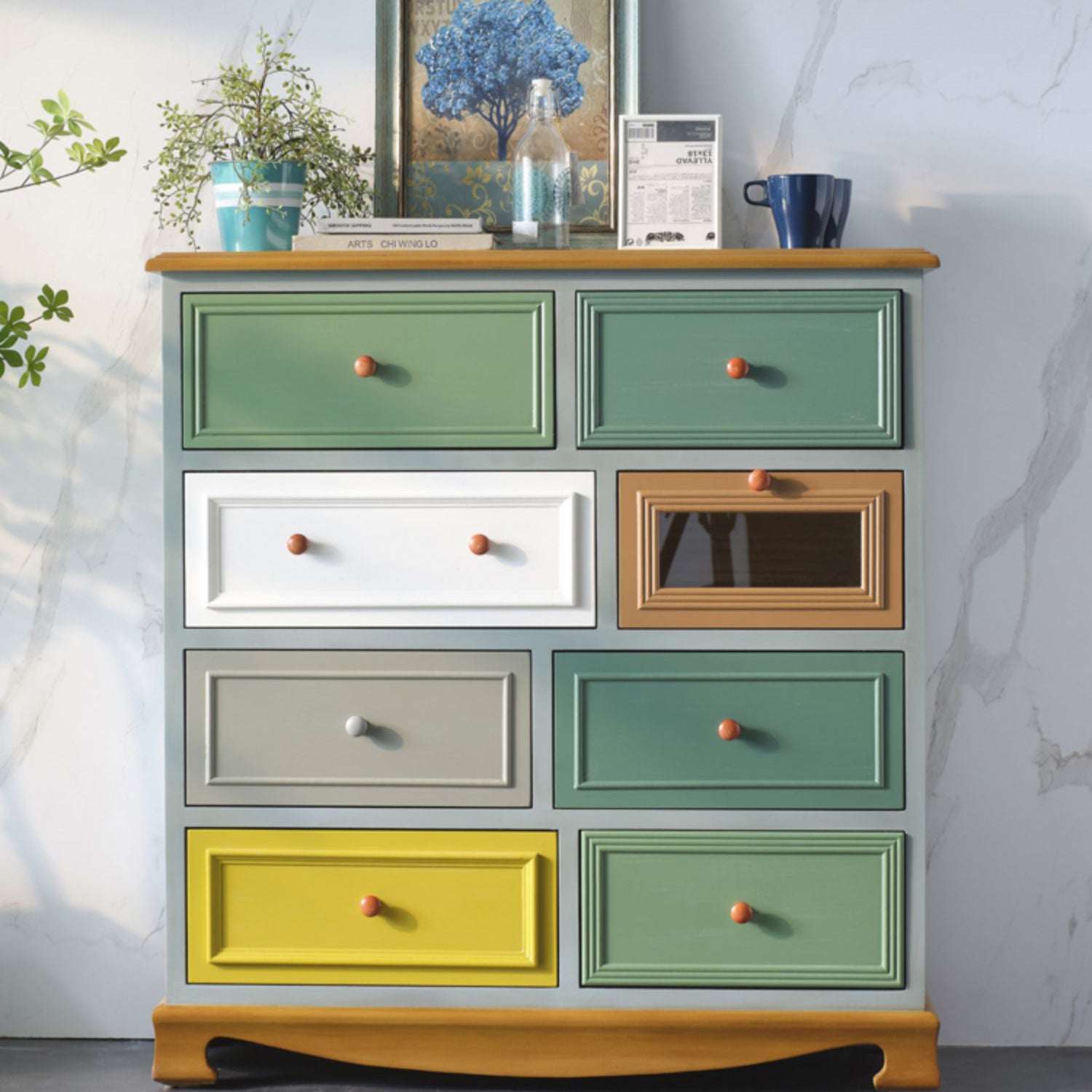 Nautical Vertical Lingerie Chest Wood Storage Chest Dresser for Bedroom