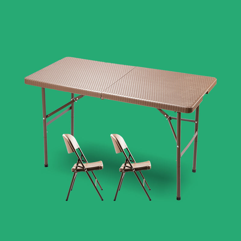 Modern Rattan Patio Dining Table 1/3/5 PCS Brown Dining Set with Collapsible Table
