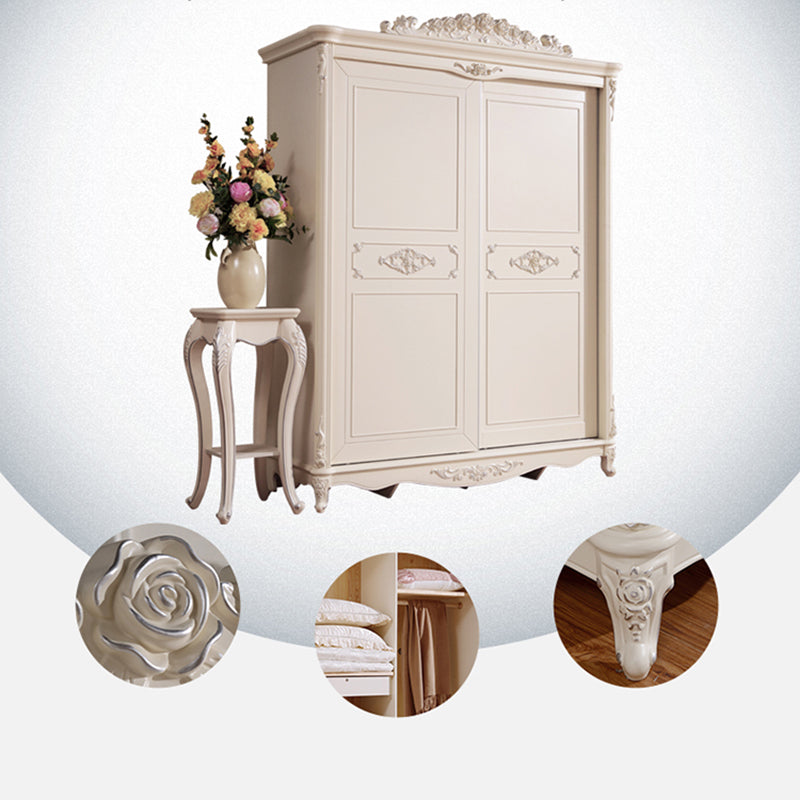 Modern Style White Wardrobe Cabinet Wood Clothes Rail Wardrobe Armoire