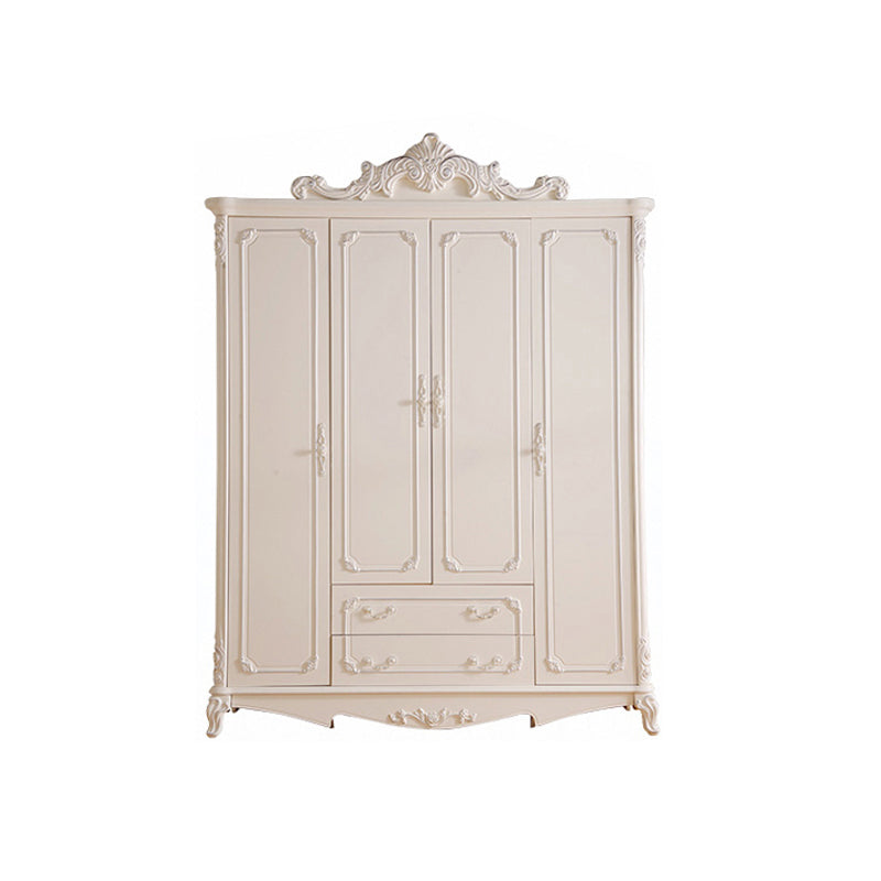 Modern Style White Wardrobe Cabinet Wood Clothes Rail Wardrobe Armoire