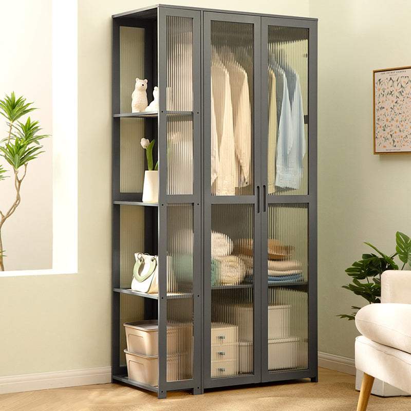 Modern Style Wardrobe Cabinet Wood Clothes Rail Wardrobe Armoire for Home