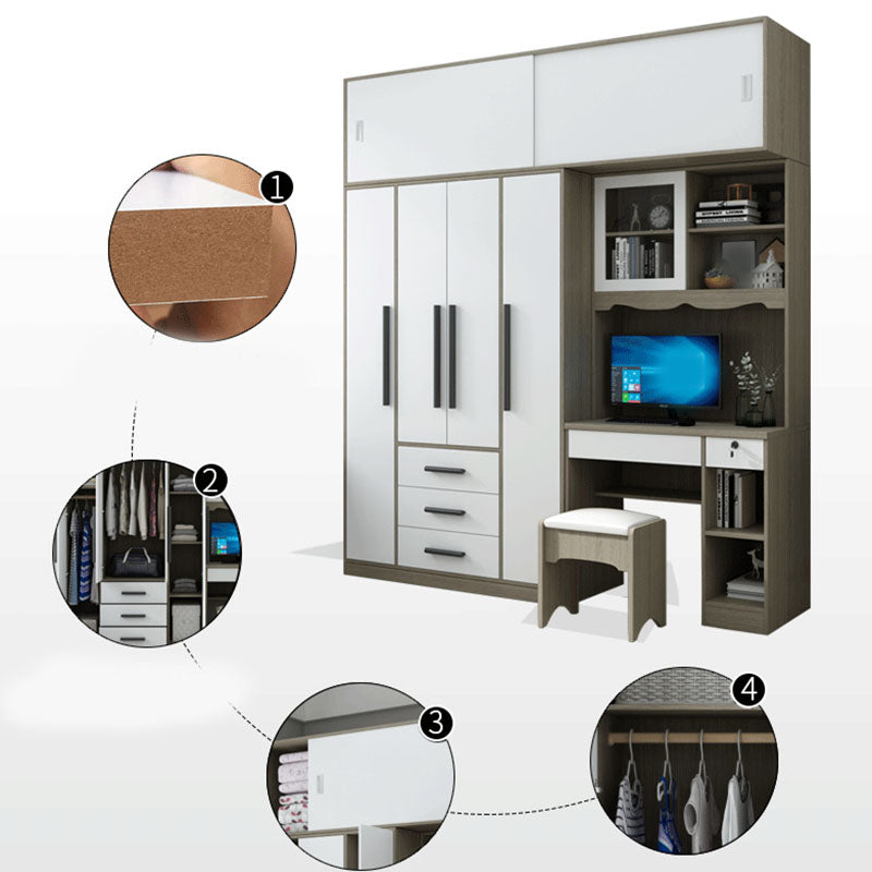 Wooden Wardrobe Cabinet Traditional Style Wardrobe for Bedroom