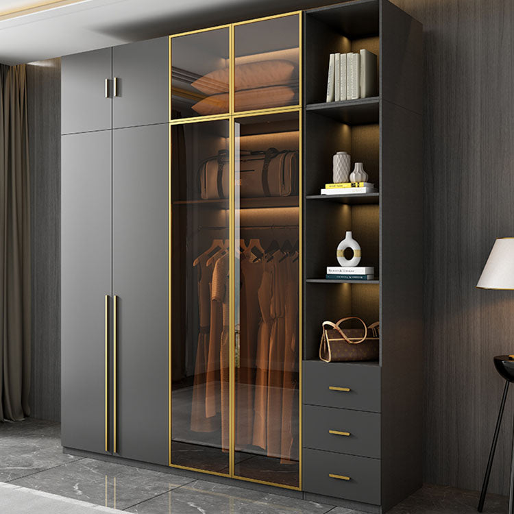 Modern Glass Wardrobe Wardrobe Armoire Wardrobe Cabinet for Home