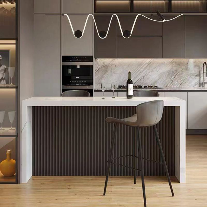 Glam Style Bar Table Faux Marble Rectangle Bar Dining Table for Living Room