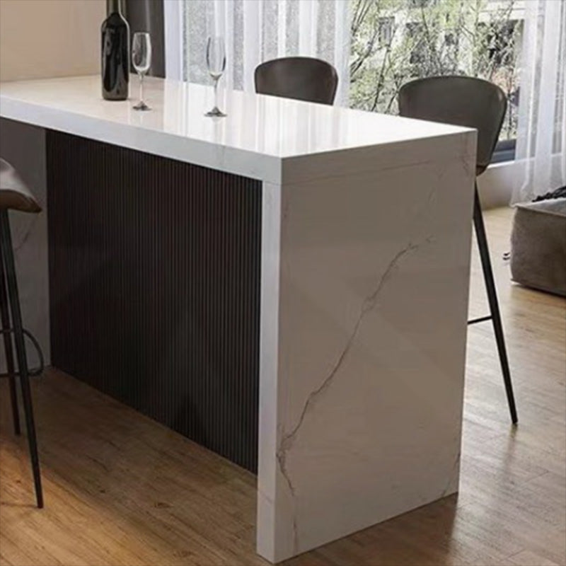 Glam Style Bar Table Faux Marble Rectangle Bar Dining Table for Living Room