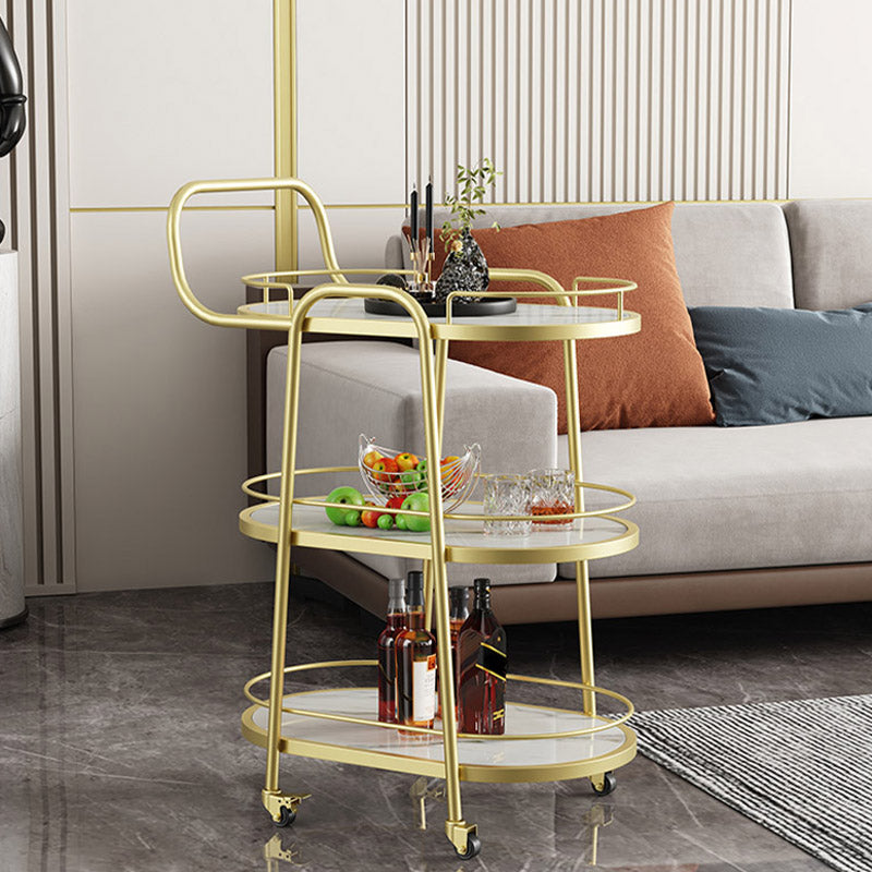 Modern Open Storage Prep Table Oval Dining Room Kitchen Trolley