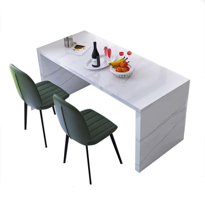 Glam Style Rectangle Bar Table White Colour Faux Marble Bar Dining Table