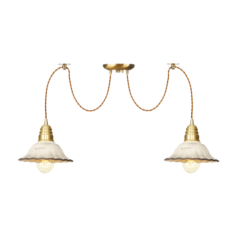 2/4/6 Lampen mit überbrochenem Multi -Licht -Anhänger traditioneller Goldkeramik -Swag Hanging Lamp Kit