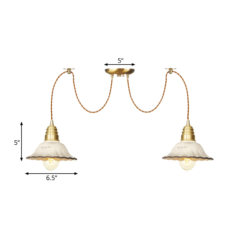 2/4/6 Bulbes Saconnais Pendard Multi Light Traditional Gold Ceramics Swag Hanging Lamp Kit