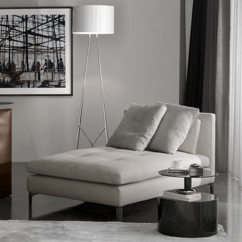Living Room Chaise Square Arms Modern Chaise Lounge with Cotton Upholster
