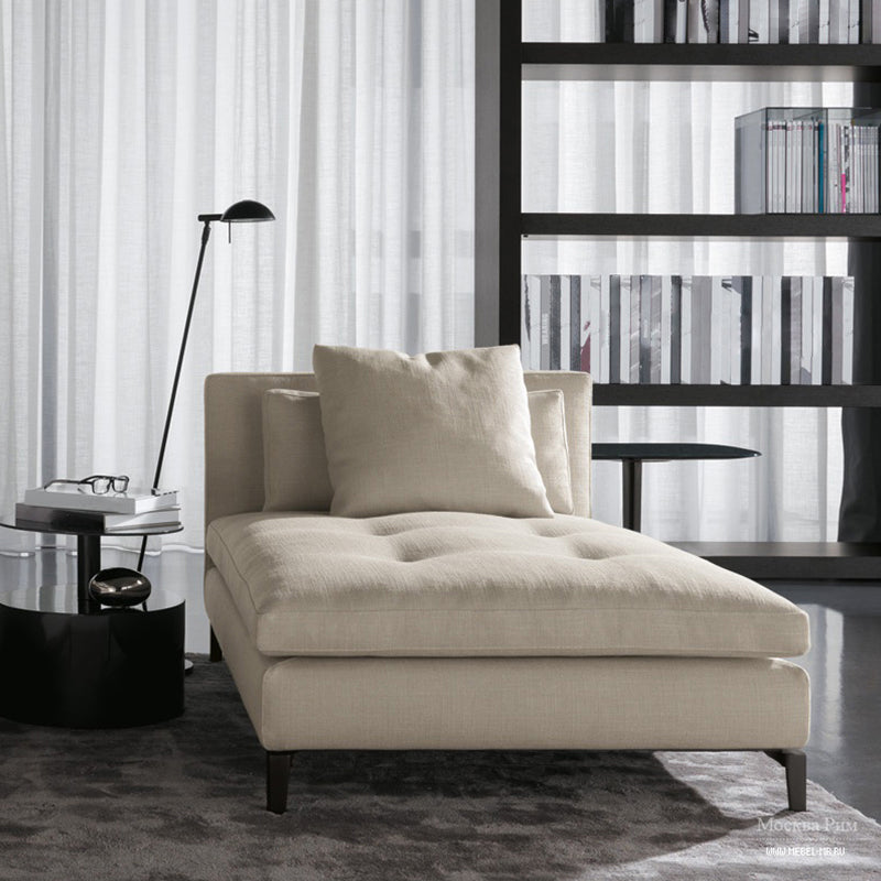 Living Room Chaise Square Arms Modern Chaise Lounge with Cotton Upholster