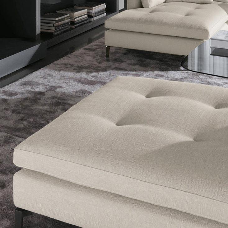 Living Room Chaise Square Arms Modern Chaise Lounge with Cotton Upholster