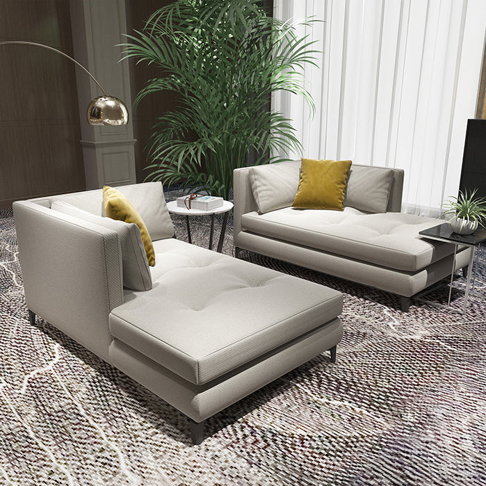 Living Room Chaise Square Arms Modern Chaise Lounge with Cotton Upholster