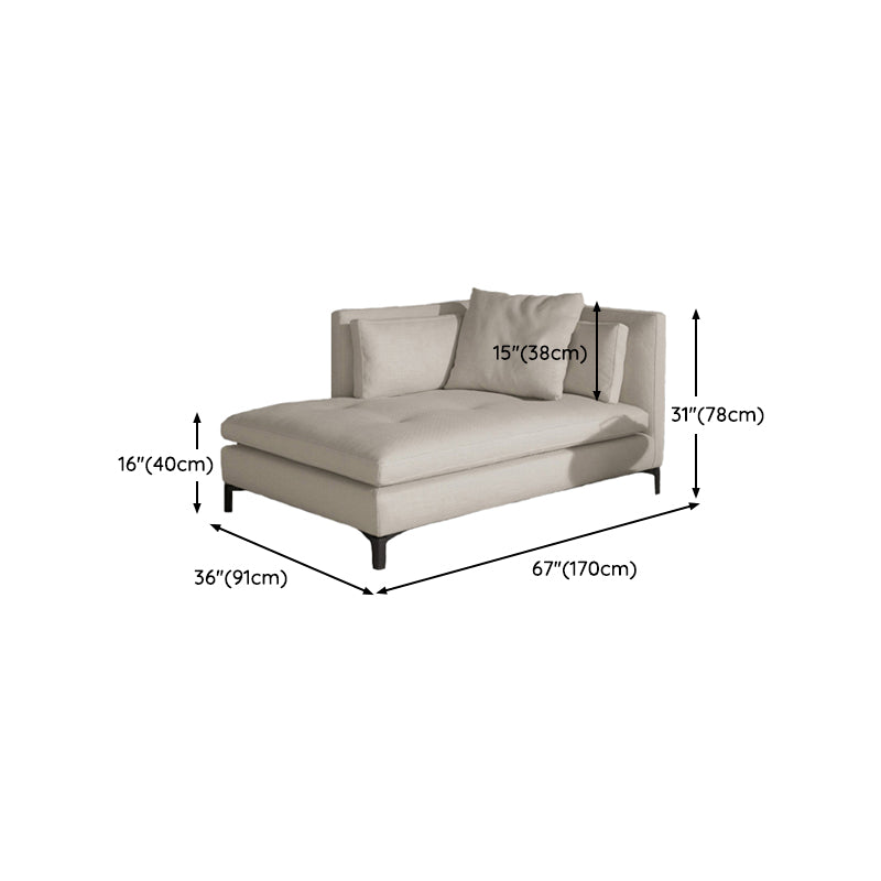 Living Room Chaise Square Arms Modern Chaise Lounge with Cotton Upholster