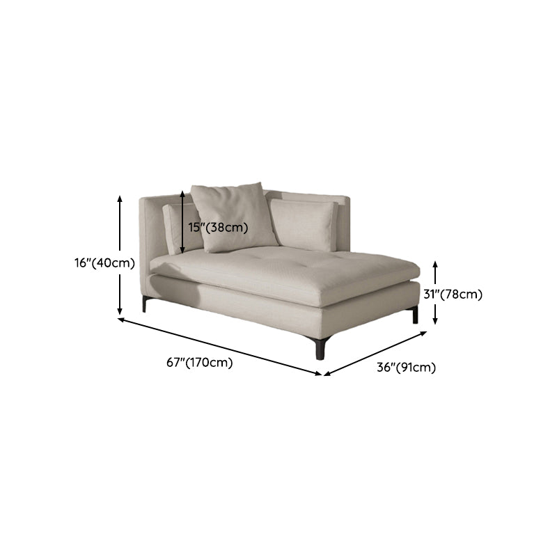 Living Room Chaise Square Arms Modern Chaise Lounge with Cotton Upholster