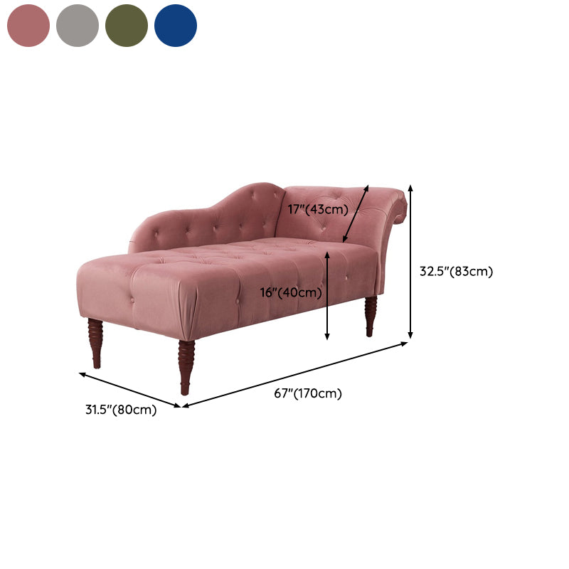 Living Room Rolled Arms Chaise Modern Style Velvet Upholstered Chaise
