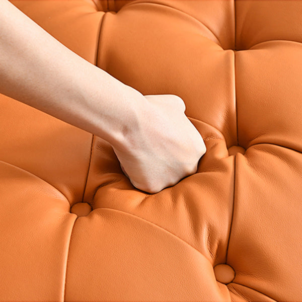 Glam Chaise Lounge Leather Chaise Lounge Sofa Metal Leg for Bedroom