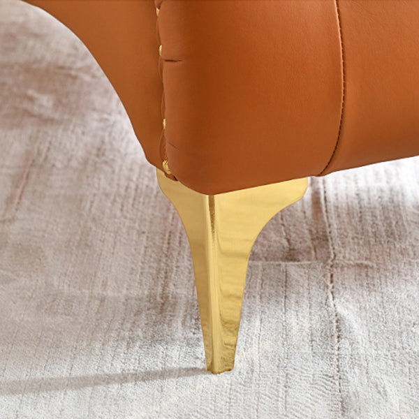Glam Chaise Lounge Leather Chaise Lounge Sofa Metal Leg for Bedroom