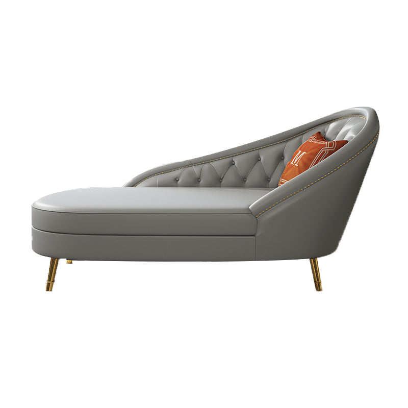 Living Room Chaise Rolled Arms Modern Chaise Lounge with Leather Upholster
