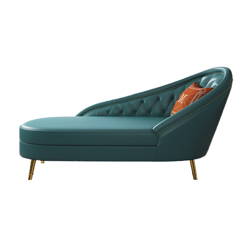 Living Room Chaise Rolled Arms Modern Chaise Lounge with Leather Upholster