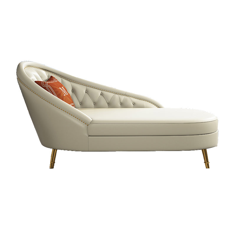 Living Room Chaise Rolled Arms Modern Chaise Lounge with Leather Upholster