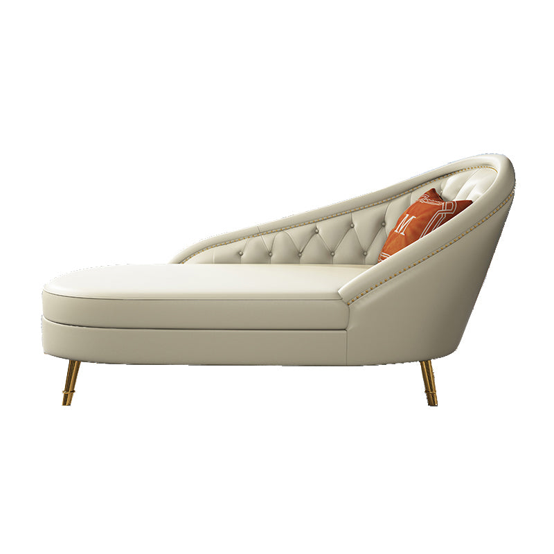 Living Room Chaise Rolled Arms Modern Chaise Lounge with Leather Upholster