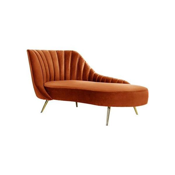 Glam Tufted Velvet Chaise Lounge with Reclining Channel Stitch Chaise for Living Room