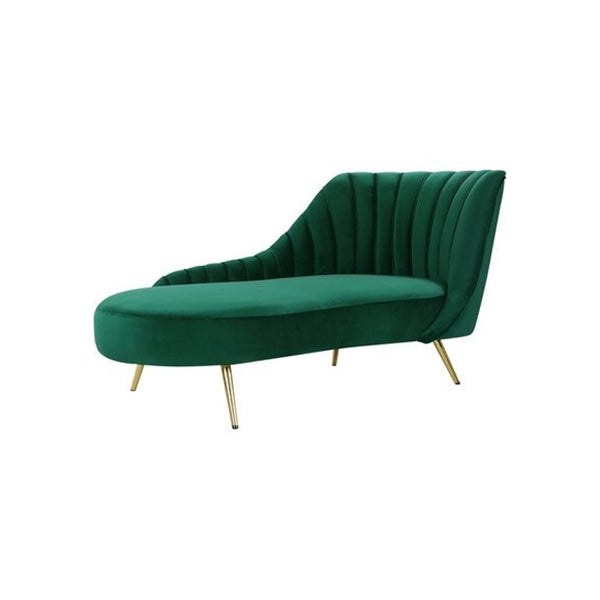 Glam Tufted Velvet Chaise Lounge with Reclining Channel Stitch Chaise for Living Room