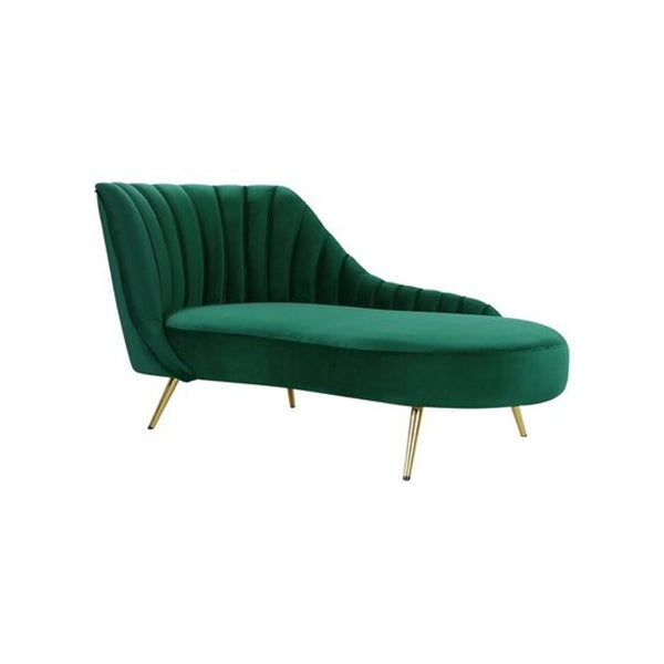 Glam Tufted Velvet Chaise Lounge with Reclining Channel Stitch Chaise for Living Room