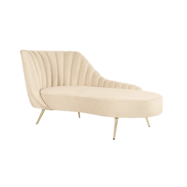 Glam Tufted Velvet Chaise Lounge with Reclining Channel Stitch Chaise for Living Room