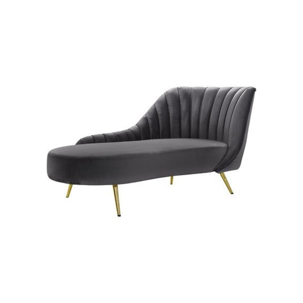 Glam Tufted Velvet Chaise Lounge with Reclining Channel Stitch Chaise for Living Room