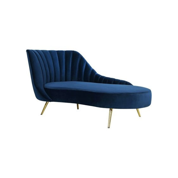 Glam Tufted Velvet Chaise Lounge with Reclining Channel Stitch Chaise for Living Room