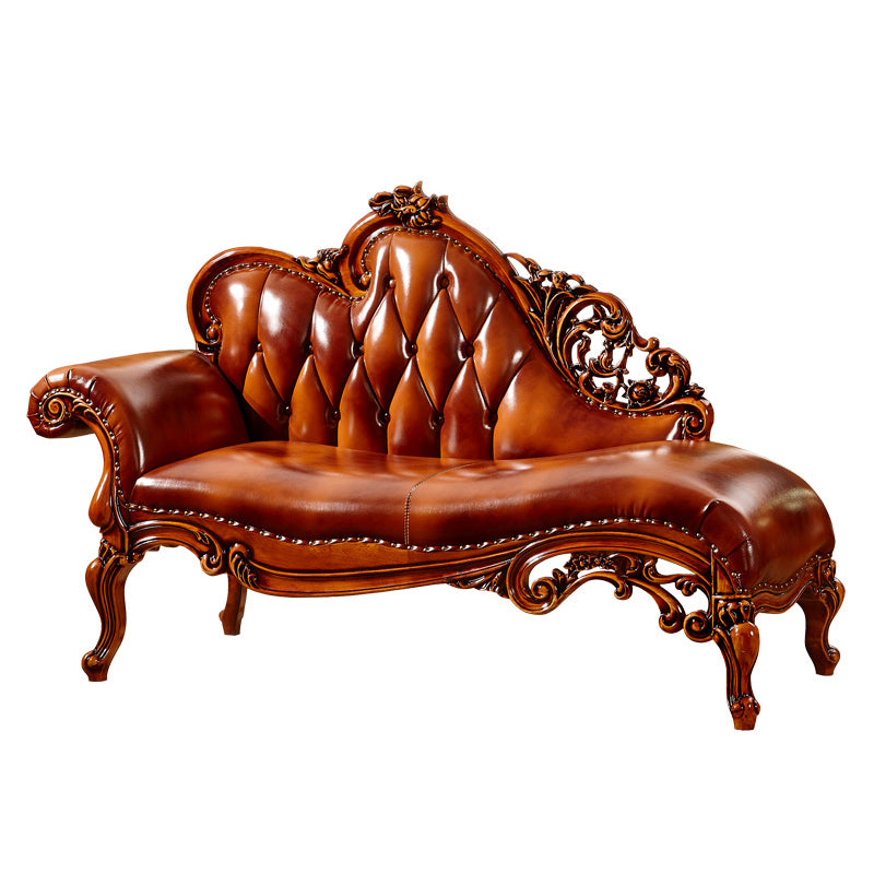 Glam Chaise Lounge Genuine Leather Chaise Lounge Sofa for Living Room