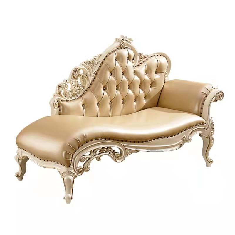 Glam Chaise Lounge Genuine Leather Chaise Lounge Sofa for Living Room