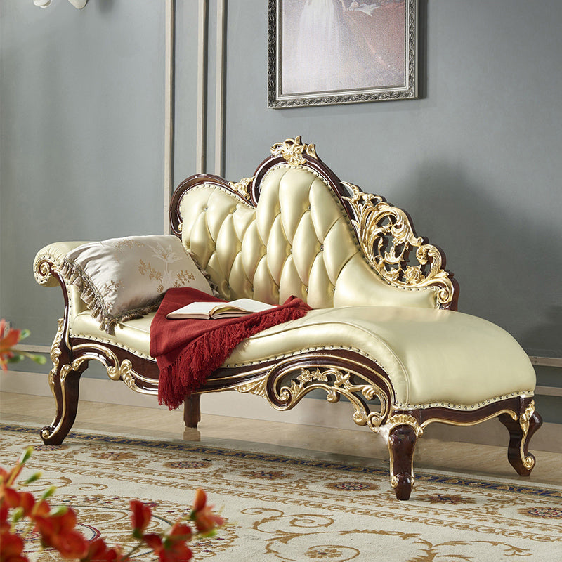 Glam Chaise Lounge Genuine Leather Chaise Lounge Sofa for Living Room
