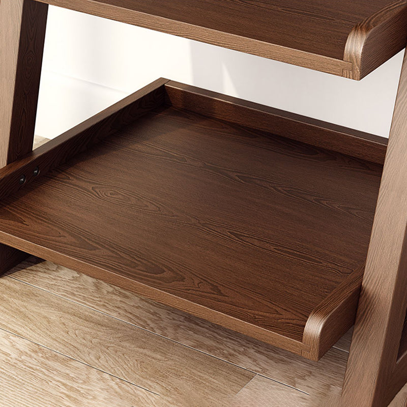 Modern Open Back Ladder Bookshelf Wooden Bookcase for Study Room